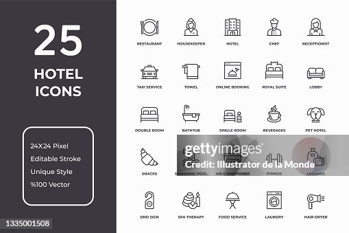 Hotel Thin Line Icon Set Hotel Thin Line Icon Set