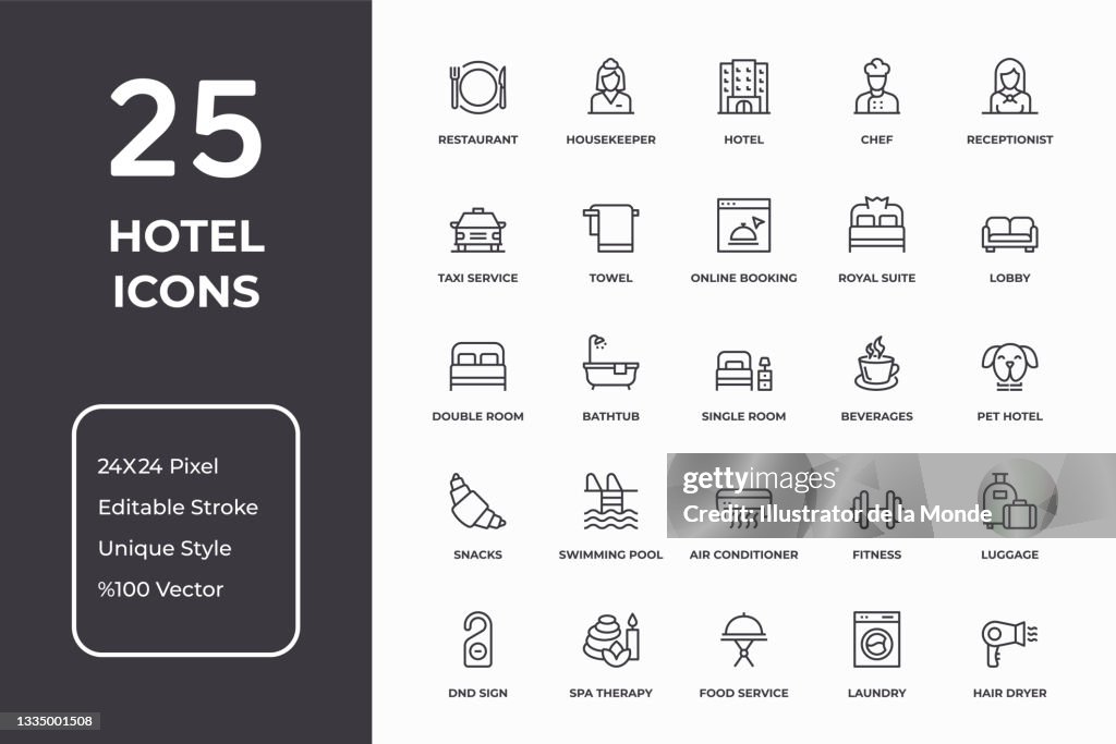 Hotel Thin Line Icon Set
