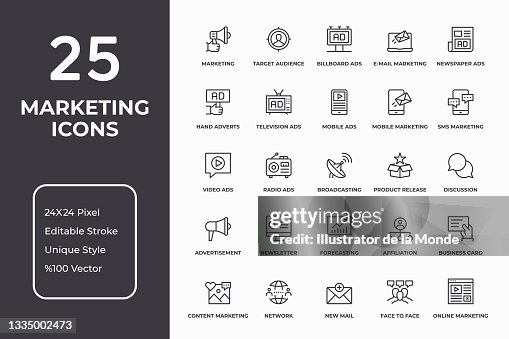 Marketing Thin Line Icon Set Marketing Thin Line Icon Set