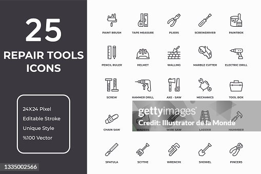 Repair Tools Thin Line Icon Set Repair Tools Thin Line Icon Set