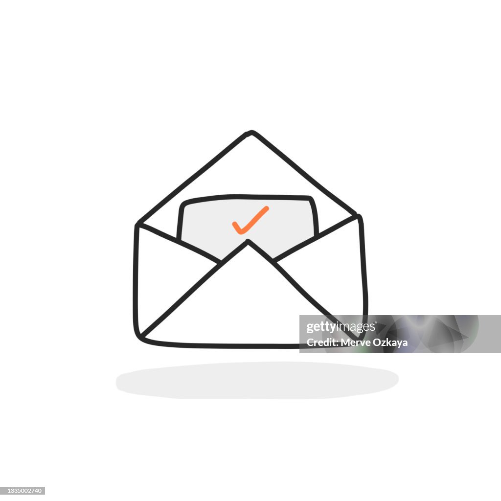 Hand-drawn vector drawing of an Open Envelope Letter Symbol.
