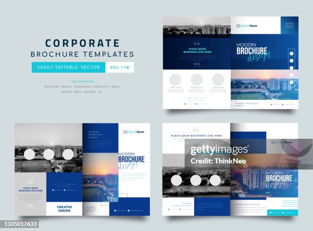 geometric real estate brochure design template. business flyer brochure designs template - pamphlet layout stock illustrations