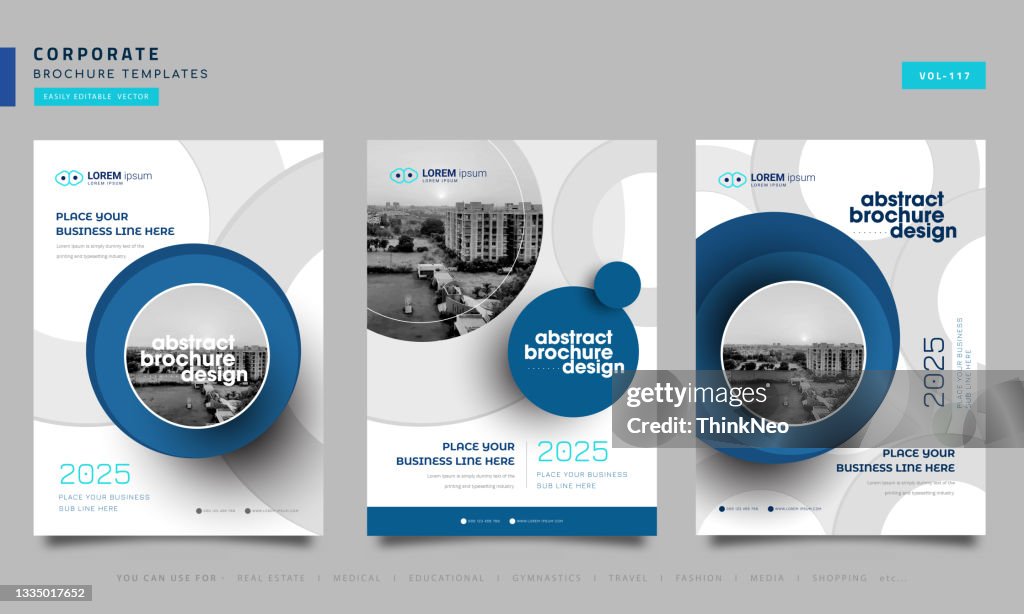 Brochure template layout design. Corporate business annual report, catalog, magazine, flyer mockup. Creative modern bright concept circle round shape
