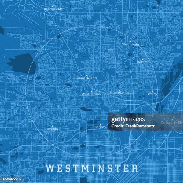 westminster co city vector road map blue text - westminster colorado stock illustrations