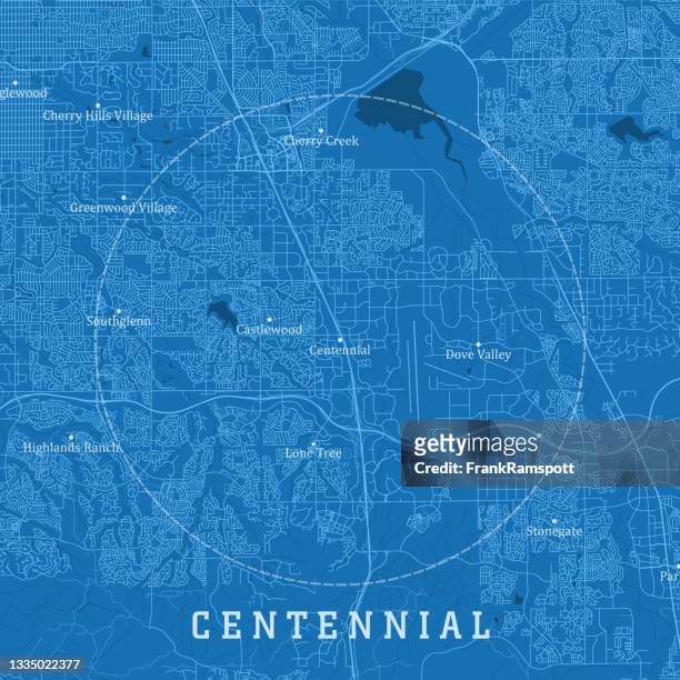 centennial co city vector road map blue text - centennial stock illustrations