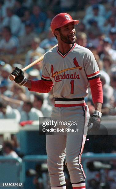 St. Louis Cardinals Ozzie Smith during playoff series of the Los Angeles Dodgers against St. Louis Cardinals at Dodgers Stadium, October 16, 1985 in...