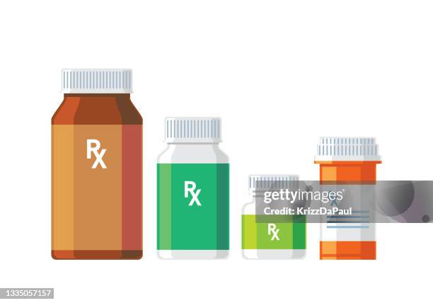 stockillustraties, clipart, cartoons en iconen met pill bottles - pill