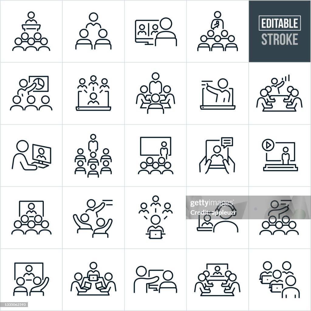Training Thin Line Icons - Editable Stroke
