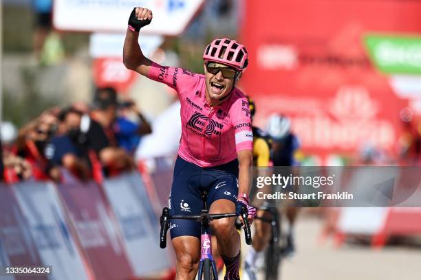 Magnus Cort Nielsen of Denmark and Team EF Education - Nippo celebrates at finish line as stage winner during the 76th Tour of Spain 2021, Stage 6 a...