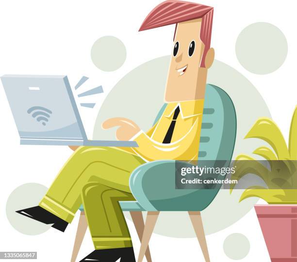 laptop user - web designer white background stock illustrations
