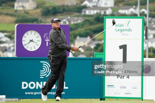 Peter Fowler of Australia in action during the Celebrity Series ProAm ahead of the Irish Legends presented by the McGinley Foundation on August 19,...