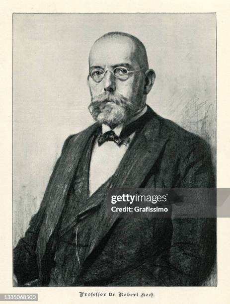 bildbanksillustrationer, clip art samt tecknat material och ikoner med robert koch german bacteriologist portrait 1897 - bacteriologist