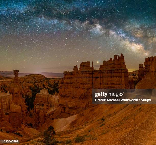 scenic view of rock formation against sky at night,bryce canyon national park,utah,united states,usa - bryce canyon stock pictures, royalty-free photos & images