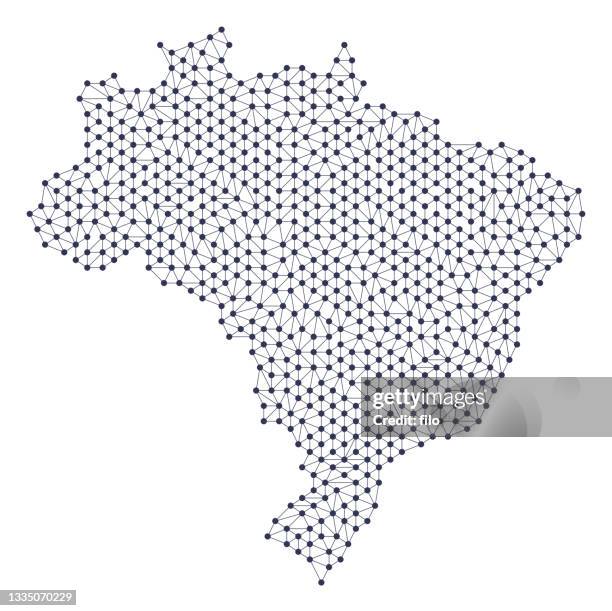 stockillustraties, clipart, cartoons en iconen met brazil matrix network map - brazil map