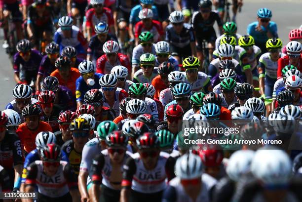 General view of the peloton during the 76th Tour of Spain 2021, Stage 6 a 158,3km stage from Requena to Alto de la Montaña de Cullera 184m /...