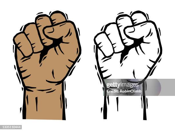 raised fists - black power movement stock illustrations