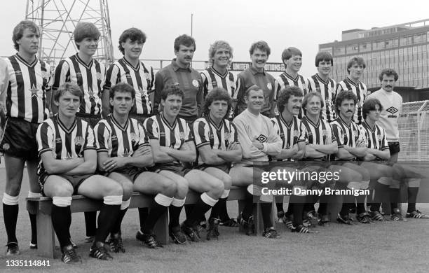 Newcastle United First Team Squad pictured ahead of the 1983/84 Season, back row left to right, Steve Carney, Neil McDonald, Wesley Saunders. Martin...