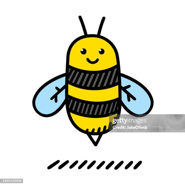 bee doodle 6 - bumblebee white stock illustrations