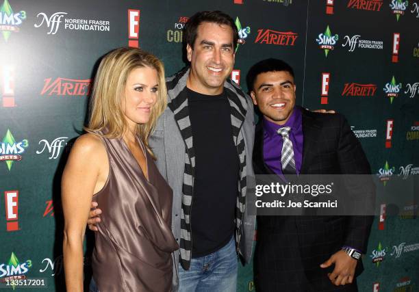 Comedian Rob Riggle, his wife Tiffany Riggle and boxer Victor Ortiz arrive at Variety's Power Of Comedy Presented By The Sims 3 Benefiting The Noreen...