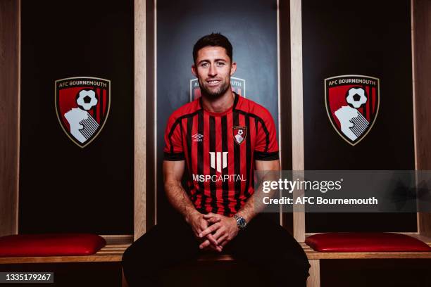 Bournemouth unveil new signing Gary Cahill at Vitality Stadium on August 19, 2021 in Bournemouth, England.