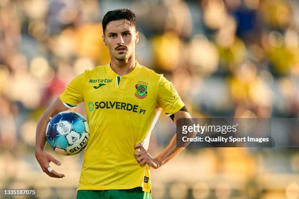 Stephen Eustaquio of FC Pacos de Ferreira looks on during the UEFA Conference League Play-Off Leg One match between FC Pacos De Ferreira and...