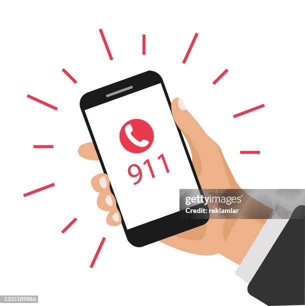 bildbanksillustrationer, clip art samt tecknat material och ikoner med emergency telephone call ,  vectors  search by image call 911, emergency call. hand holding smartphone, touching call button - 911 icon