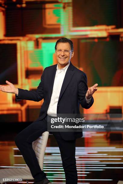 The television host Fabrizio Frizzi in the studios of the television program "L'Eredità". Rome , January 15th, 2018