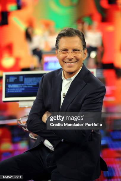 The television host Fabrizio Frizzi in the studios of the television program "L'Eredità". Rome , January 15th, 2018