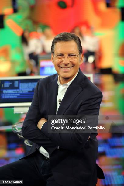 The television host Fabrizio Frizzi in the studios of the television program "L'Eredità". Rome , January 15th, 2018