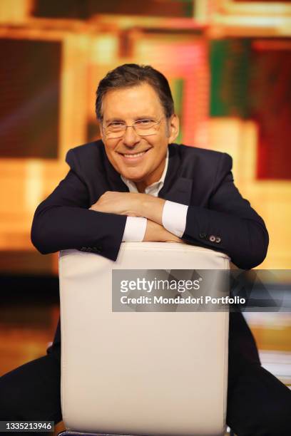 The television host Fabrizio Frizzi in the studios of the television program "L'Eredità". Rome , January 15th, 2018