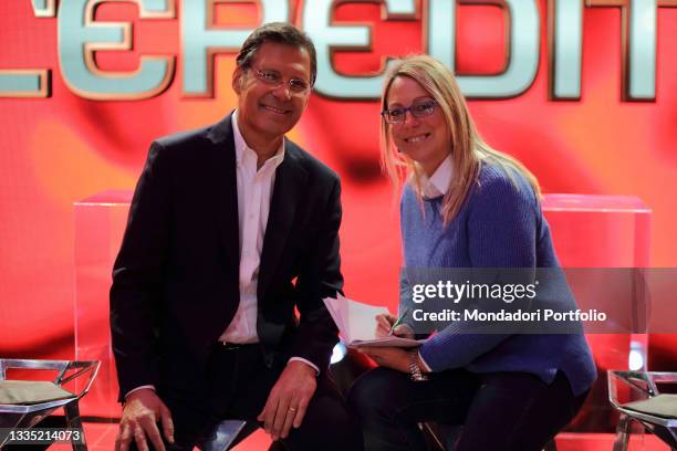 The television host Fabrizio Frizzi in the studios of the television program "L'Eredità". Rome , January 15th, 2018