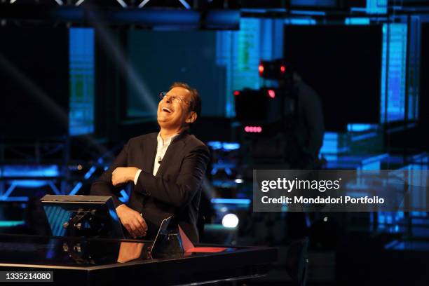 The television host Fabrizio Frizzi in the studios of the television program "L'Eredità". Rome , January 15th, 2018