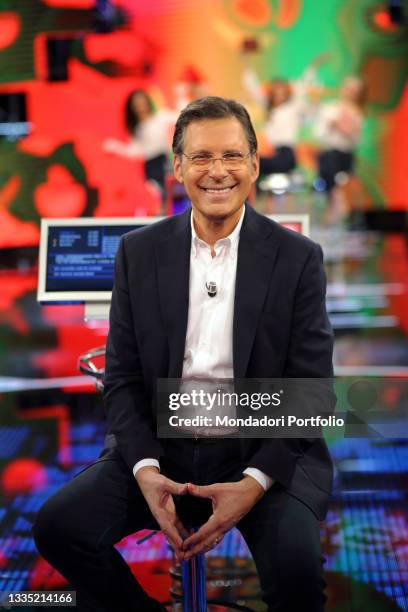 The television host Fabrizio Frizzi in the studios of the television program "L'Eredità". Rome , January 15th, 2018