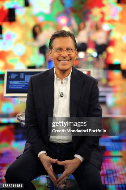 The television host Fabrizio Frizzi in the studios of the television program "L'Eredità". Rome , January 15th, 2018