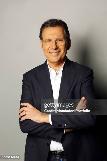 The television host Fabrizio Frizzi in the studios of the television program "L'Eredità". Rome , January 15th, 2018