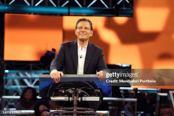 The television host Fabrizio Frizzi in the studios of the television program "L'Eredità". Rome , January 15th, 2018