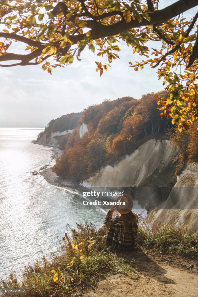 Woman enjoying nature at Baltic Sea