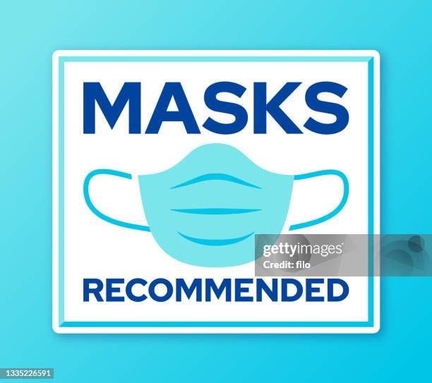 masks recommended message sign - protective face mask 幅插畫檔、美工圖案、卡通及圖標