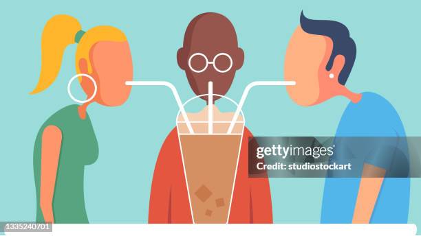 frozen coffee drink - man drinking smoothie stock illustrations