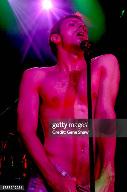 American Pop singer Jake Shears , of the group Scissor Sisters, performs onstage at Irving Plaza, New York, September 10, 2004.