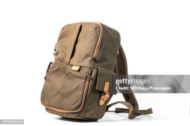 backpack on white background - shoulder bag foto e immagini stock