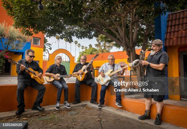 Los Lobos are photographed for Los Angeles Times on July 22, 2021 in Los Angeles, California. PUBLISHED IMAGE. CREDIT MUST READ: Allen J. Schaben/Los...
