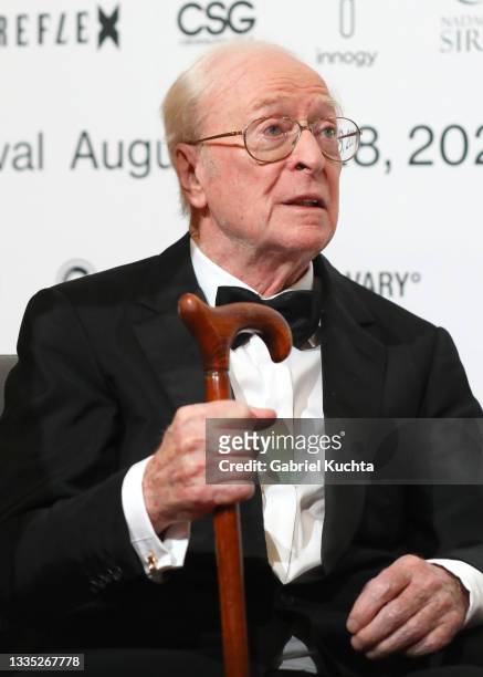 Michael Caine attends the 55th Karlovy Vary International Film Festival on August 20, 2021 in Karlovy Vary, Czech Republic. The annual Karlovy Vary...