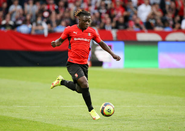 Jeremy Doku of Rennes during the Play-offs, 1st leg UEFA Europa Conference League match between Stade Rennais and Rosenborg BK at Roazhon Park on...