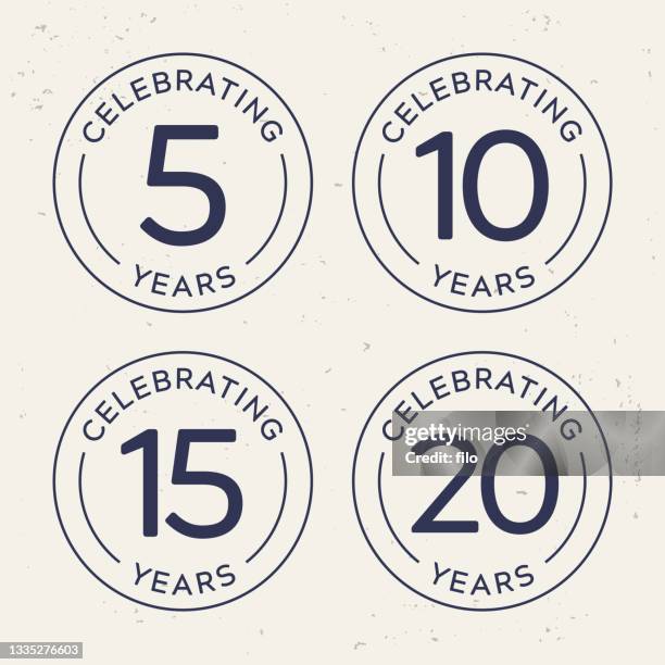 celebrating anniversary years badges - 20 anniversary stock illustrations