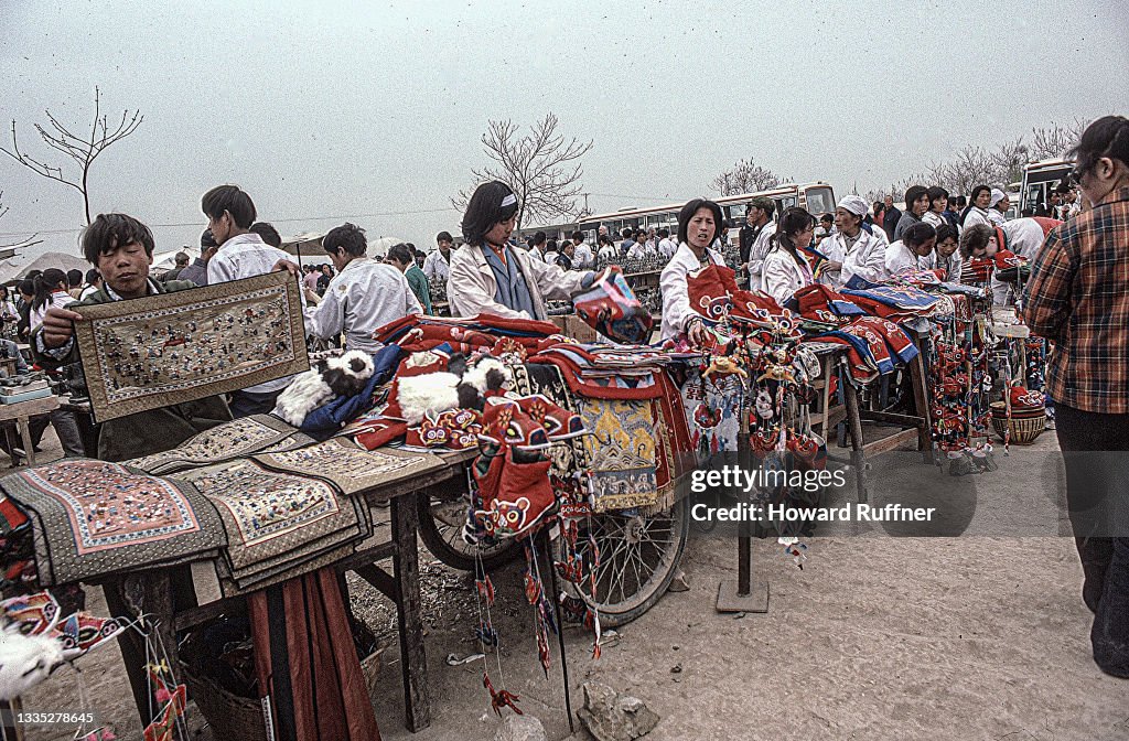 Selling Souvenirs Outside The Terracotta Army Museum