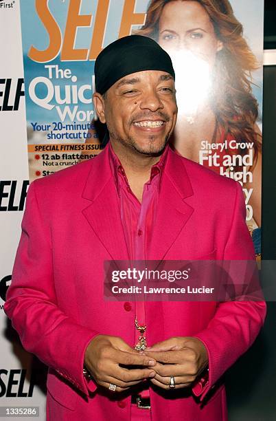 Rapper Ice T arrives at the party for SELF magazine's September feature and VH1's premiere of All Access: Rock Bodies on August 13, 2002 at Eyebeam...