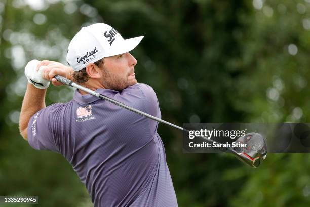 Matthew NeSmith of the United States plays his shot from the 16th tee during the second round of THE NORTHERN TRUST, the first event of the FedExCup...