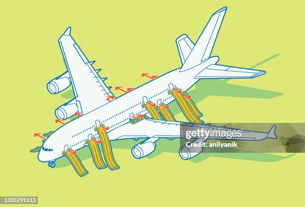 notausgänge - land - airbus a380 stock-grafiken, -clipart, -cartoons und -symbole