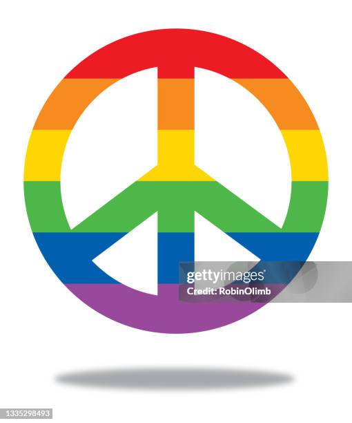 rainbow striped peace symbol - peace symbol stock illustrations